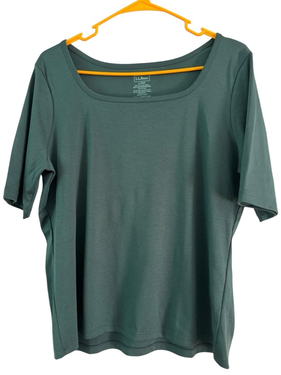 L.L. Bean Tops - L.L. Bean Women’s Supima Cotton Square Neck Elbow Sleeve Green Tee Size LP